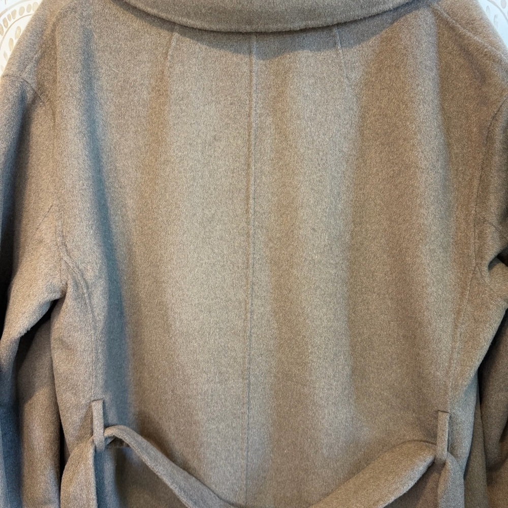 GAP Wool Blend Wrap Coat Large Taupe Belted Long NWT $248 - Picture 10 of 12